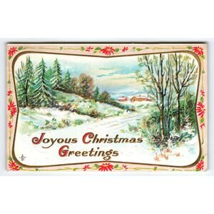 Vintage 1911 Joyous Christmas Greetings Winter Scene Postcard